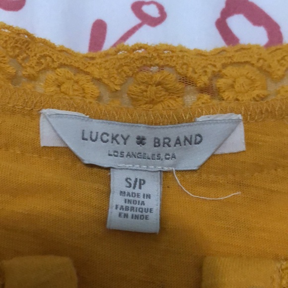 Lucky Brand Mustard Yellow Bohemian Embroidered Blouse Womens Size S/P - Picture 7 of 12